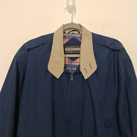 Members Only Men's Vintage Blue Plaid Lining Outdoor Gorpcore Jacket Size L - Picture 2 of 11